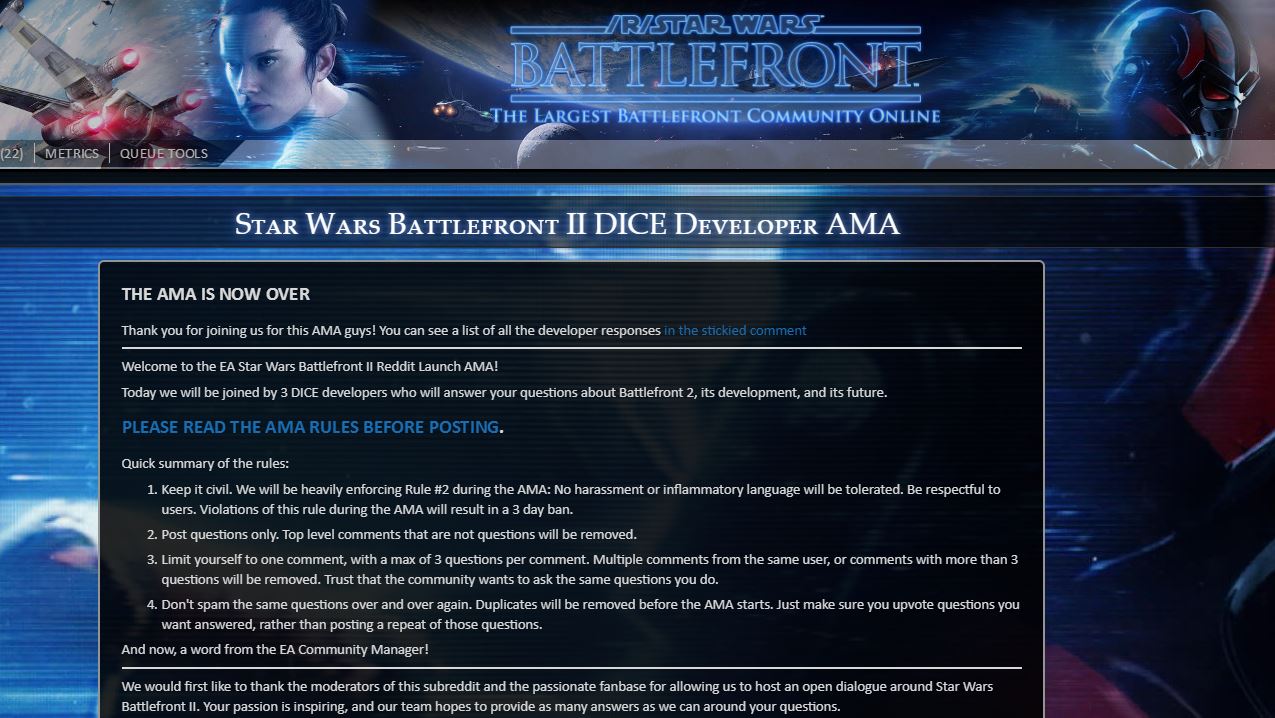 Our Take: EA/DICE Battlefront II AMA on Reddit